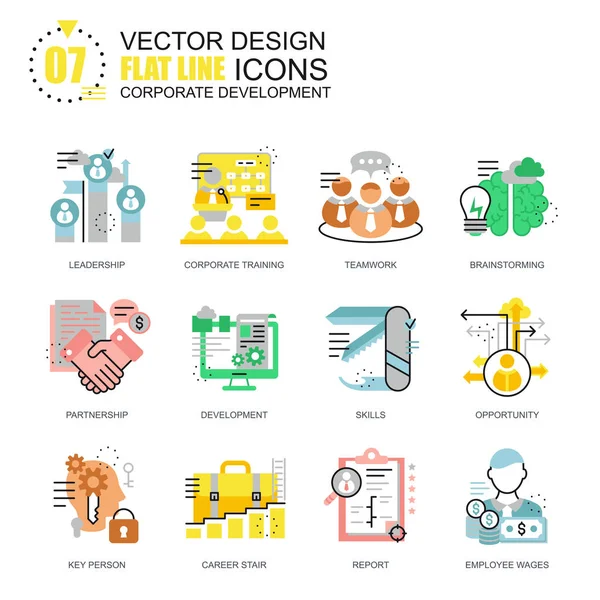 Corporate development icons set — Stock Vector