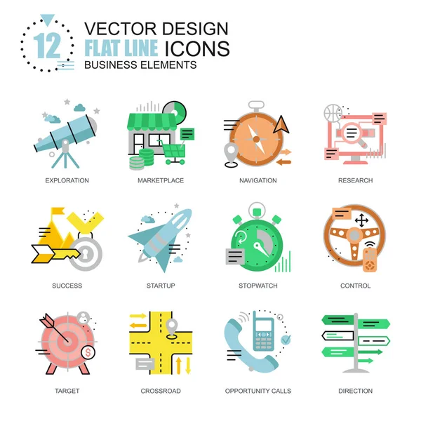 Conjunto de iconos de elementos de negocio — Archivo Imágenes Vectoriales