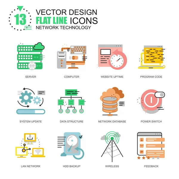 Set di icone di rete tecnologia — Vettoriale Stock