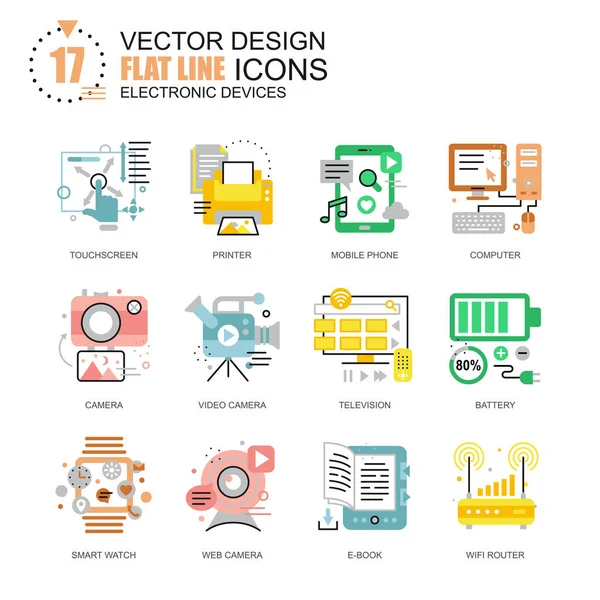 Conjunto de iconos de dispositivos electrónicos — Vector de stock