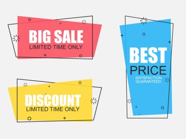 Düz geometrik afiş kümesi 