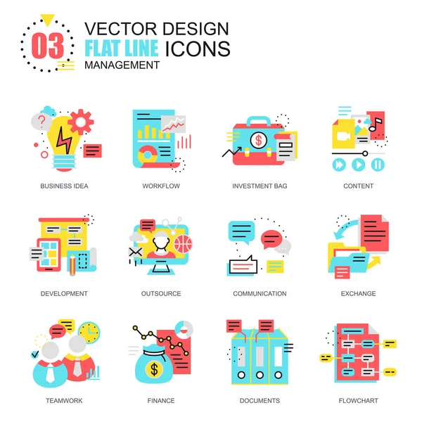 Iconos de gestión de proyectos de línea plana — Archivo Imágenes Vectoriales