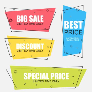 Düz geometrik vektör afiş kümesi