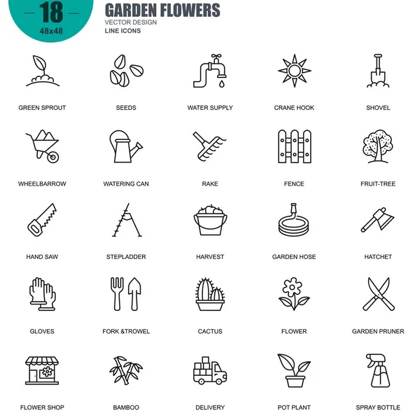 Простий набір саду квіти — стоковий вектор