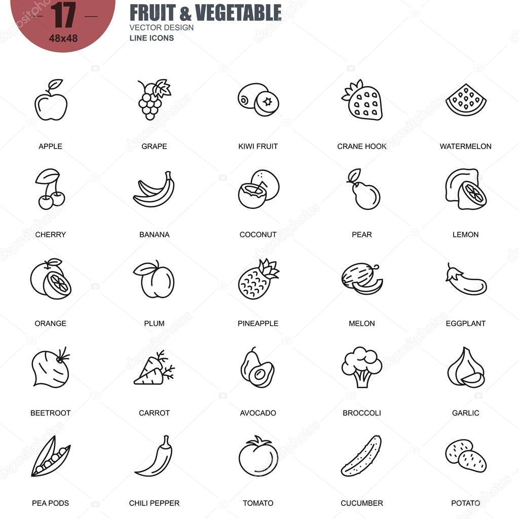 Simple Set of Fruit and Vegetable 