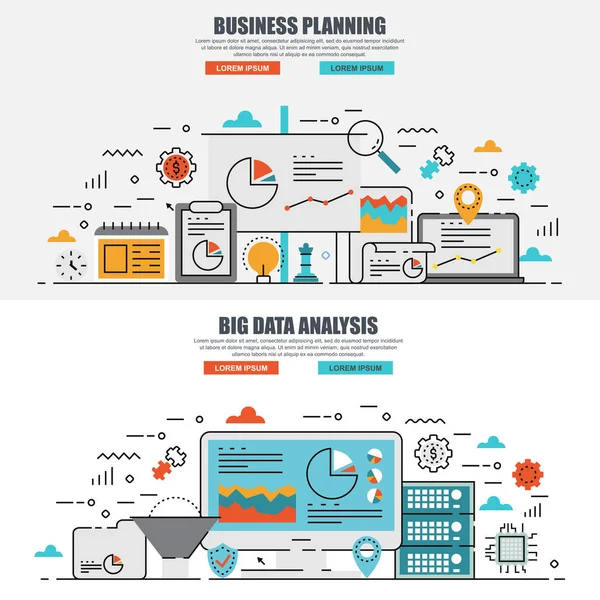 Banner web de concepto plano de negocio — Archivo Imágenes Vectoriales