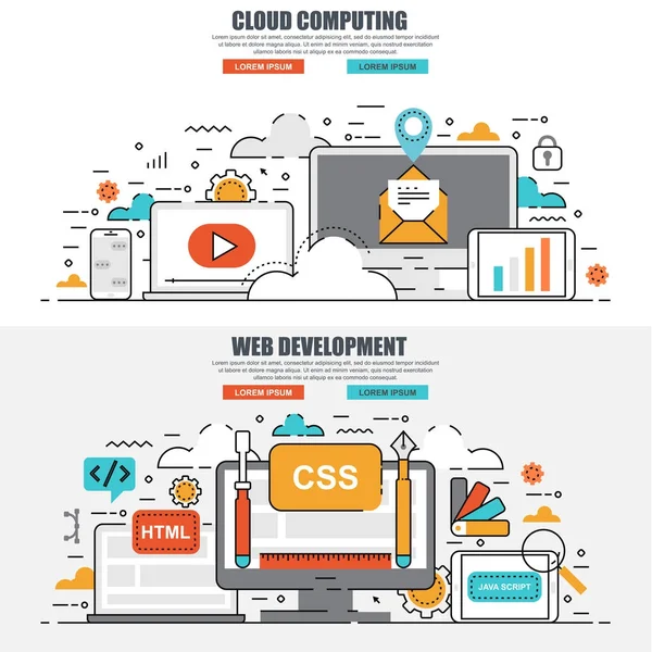 Banner de servicios de tecnología de datos en la nube — Vector de stock