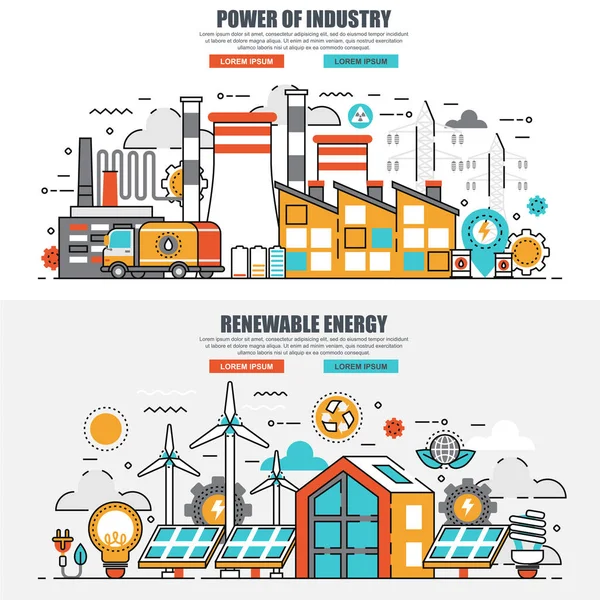 Industria eléctrica y energías renovables — Vector de stock