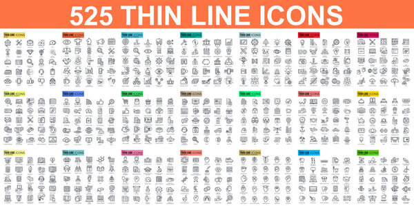 Simple set of vector thin line icons