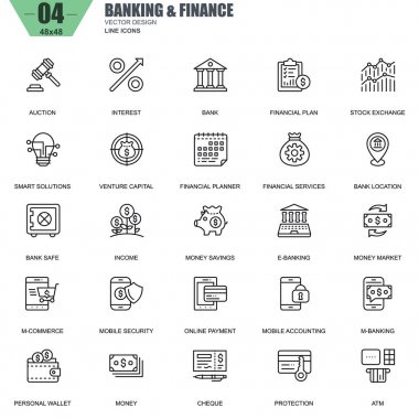 İnce çizgi bankacılık ve Finans simgeler