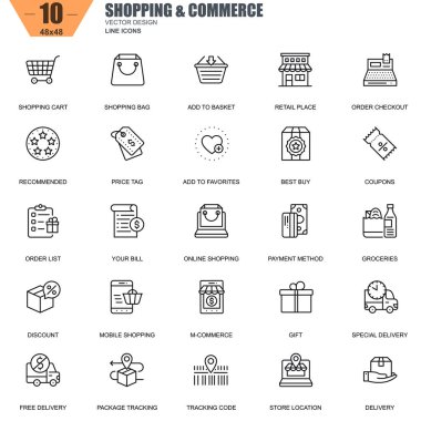 İnce çizgi online alışveriş ve e-ticaret