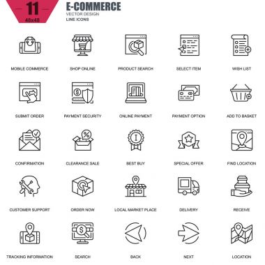 İnce çizgi online alışveriş ve e-ticaret