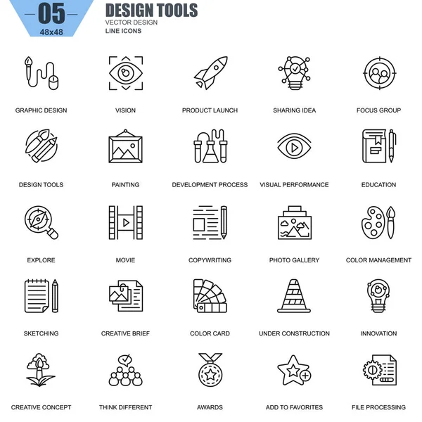 Dunne lijn ontwerpgereedschappen — Stockvector