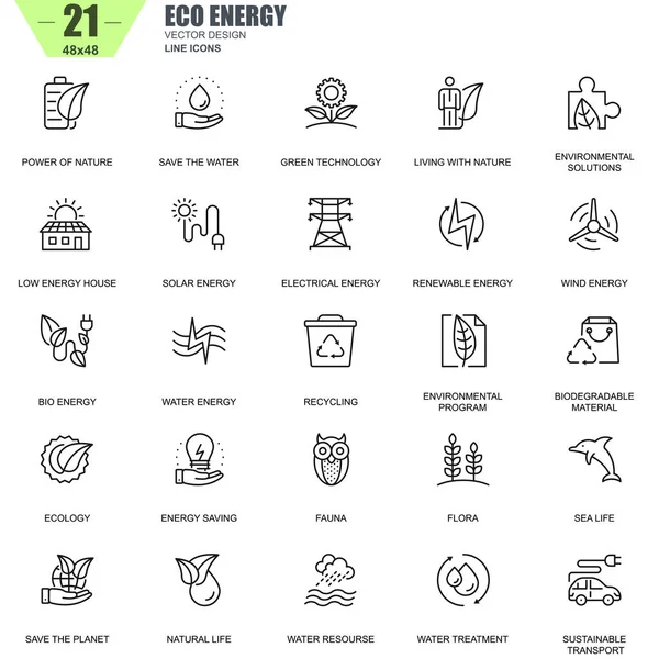 Renewable energy technology icons — Stock Vector