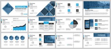 Blue and black business presentation slides templates from infographic elements. Can be used for presentation, flyer and leaflet, brochure, marketing, advertising, annual report, banner, booklet clipart