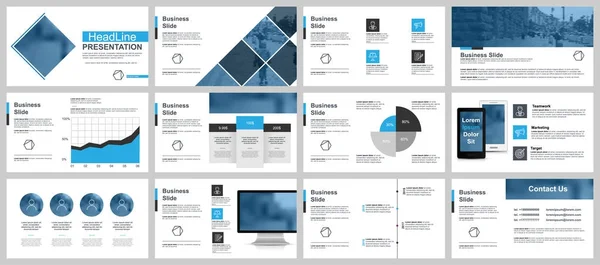 Blauwe Zwarte Zakelijke Presentatie Dia Van Sjablonen Uit Infographic Elementen Rechtenvrije Stockvectors