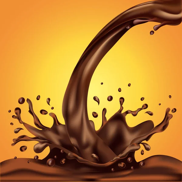 Šplouchání Vířivá Čokoládová Kapalina Pro Návrh Použití Izolované Teplé Pozadí — Stockový vektor