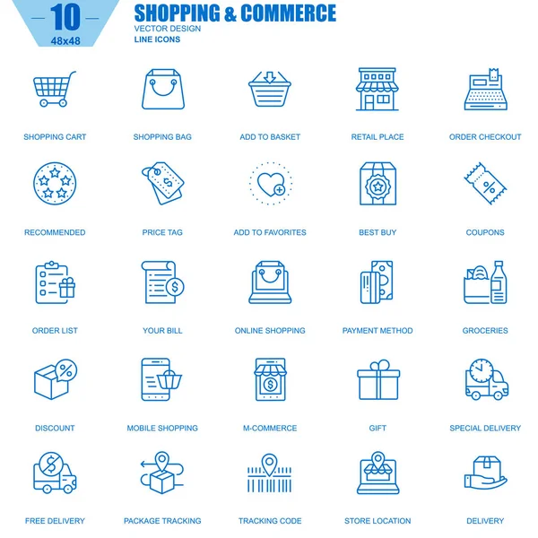 Thin Line Online Shopping Commerce Icons Set Website Mobile Site — Archivo Imágenes Vectoriales
