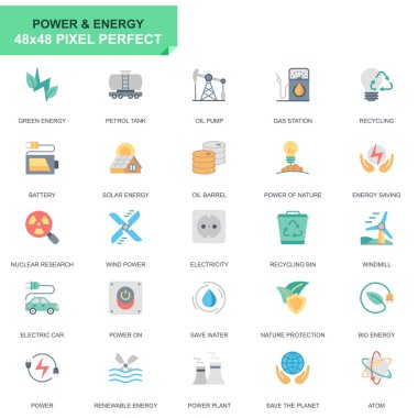 vektör çizim güç ve enerji Icon set  