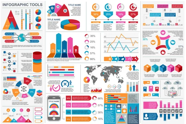 Infographic 데이터 시각화 디자인 템플릿입니다 퍼센트 다이어그램 순서도 아이콘 그래픽 — 스톡 벡터