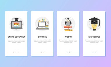 Mobil app şablonlar kavramı onboarding ekranlar. Vektör çizim.