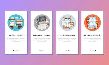 Onboarding ekranlar için mobil app şablonlar kavramı.