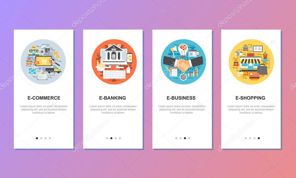 Onboarding screens for mobile app templates concept.