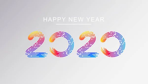 新年快乐Insta风格的横幅模板。 2020年数字与传统的彩色渐变灰色背景. 别致的十二月假日明信片. 时尚的冬季问候设计。 矢量说明 — 图库矢量图片