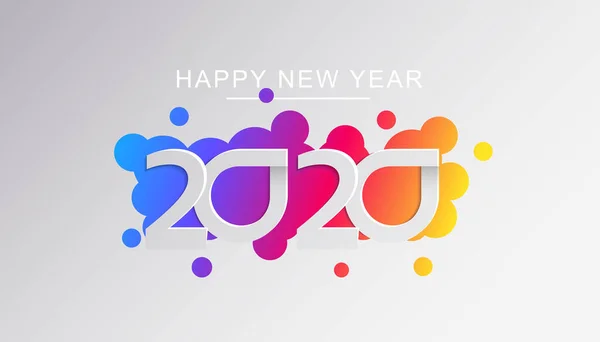 Happy New Year insta style banner template. Creative shape paper cut 2020 numbers on gradient background. Stylish winter season holidays congratulation postcard design. Vector illustration — Stock Vector