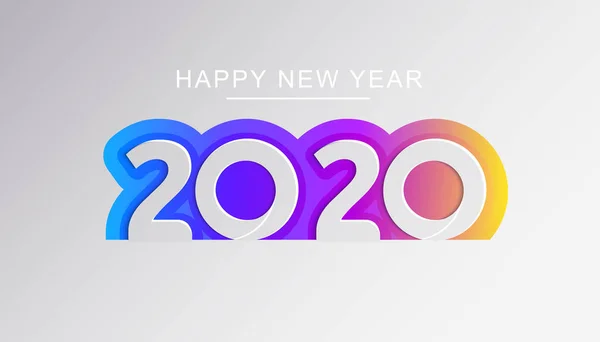 新年快乐贺卡模板. 创意纸削减2020年数字与insta风格的颜色。 寒假祝贺招贴画,圣诞佳节明信片设计. 矢量说明 — 图库矢量图片