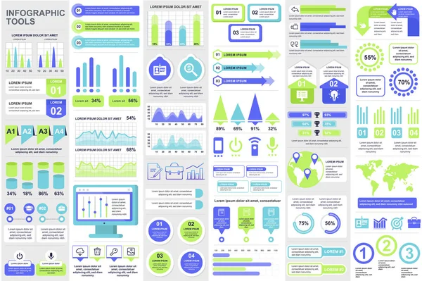 Elementos Infografía Empresarial Ambientados Estilo Plano Paquete Visualización Datos Para — Archivo Imágenes Vectoriales