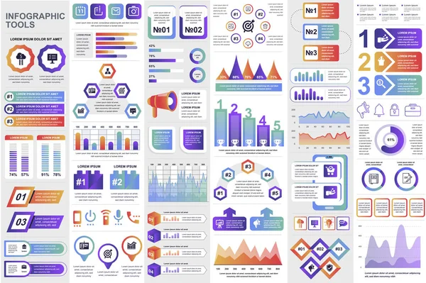 Infographie Entreprise Éléments Modernes Ensemble Business Info Visualisation Bundle Pour — Image vectorielle