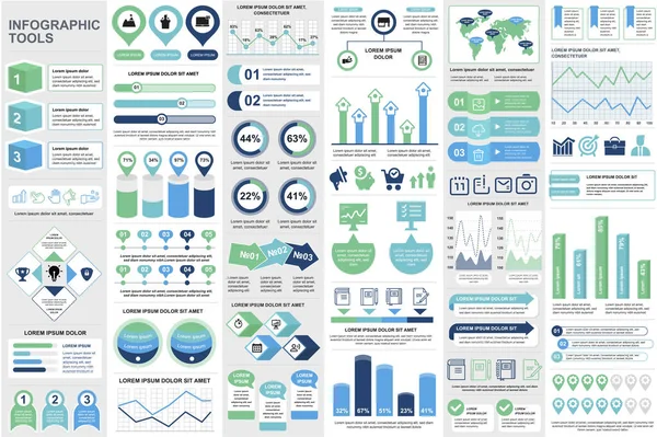 Elementy Infografiki Biznesowej Płaskim Stylu Pakiet Wizualizacji Danych Gotowy Wykorzystania — Wektor stockowy