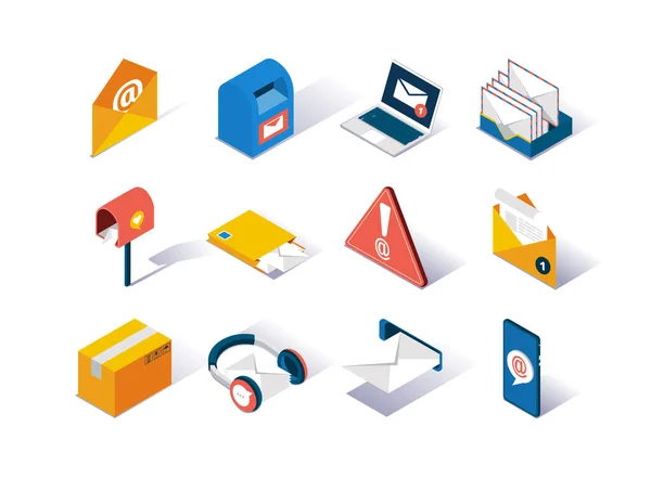 Email Fournisseur Services Isométriques Icônes Ensemble Boîte Livraison Enveloppe Postale — Image vectorielle