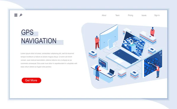Gps Πλοήγησης Ισομετρική Σελίδα Προσγείωσης Γεωεντοπισμό Και Σύστημα Πλοήγησης Παγκόσμιος — Διανυσματικό Αρχείο
