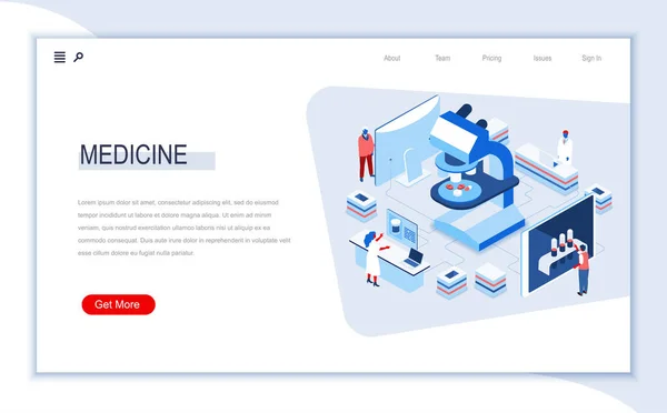 Medicina Isométrica Landing Page Diagnóstico Tratamento Modernos Exame Laboratorial Cuidados — Vetor de Stock