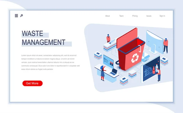 Gestión Residuos Página Destino Isométrica Control Gestión Del Proceso Utilización — Vector de stock