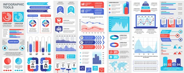 Pacote Infográfico Kit Elementos Com Gráficos Diagramas Fluxo Trabalho Fluxograma —  Vetores de Stock