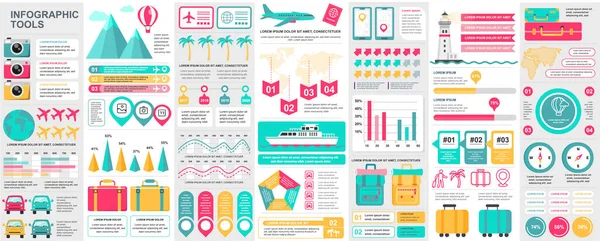 Bundle Voyage Infographie Éléments Kit Avec Des Graphiques Des Diagrammes — Image vectorielle