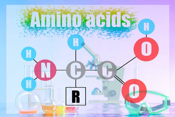 Amino Acid Formula. Chemical laboratory. Research on vitamins. Composition of Amino Acids.