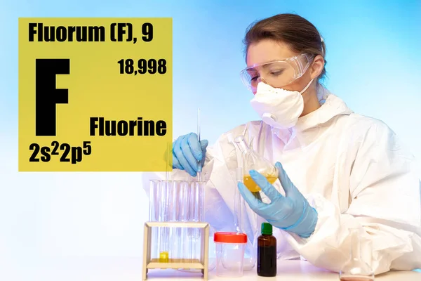 Fluorine. Chemical element with atomic number 9. The most chemically active nonmetal. Fluorine as the strongest oxidizer. Types of gases. Elements necessary for the human body.