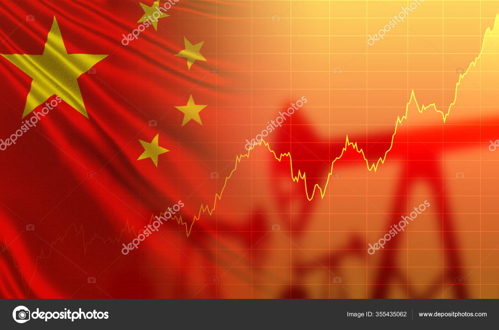 在中国国旗和石油钻机的背景下成长的图表中华民国的石油生产中国的石油出口向世界市场供应燃料 图库照片 C Grinphoto 在中国国旗和石油钻机的背景下成长的图表中华民国的石油生产中国的石油出口向世界市场供应燃料 图库照片 C Grinphoto