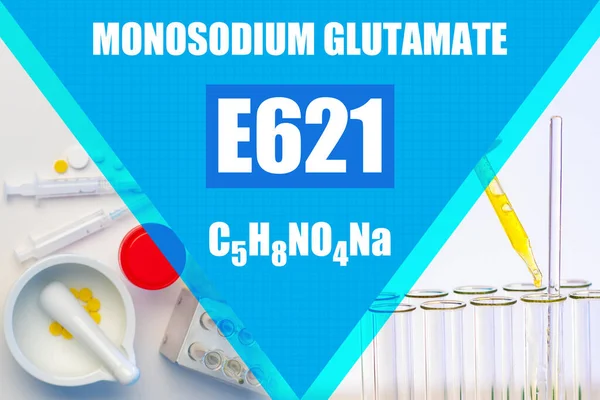 Glutamate Sodium. Food supplement E621. Production of monosodium glutamate. MSG. Study of C5H8NO4HA in the lab. Cup for grinding tablets. Adding reagents to test tubes. Glutamate in the food industry