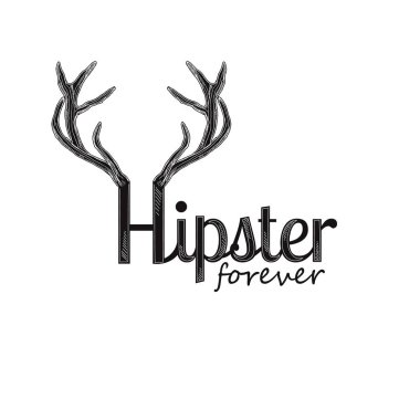 Hipster sonsuza kadar geyik boynuzlarıyla alıntı. 