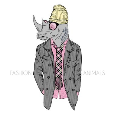 ceket giyinmiş hipster rino