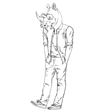 Casual tarzda giyinmiş rino