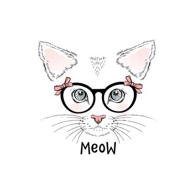 şirin yavru kedi kız yüz moda aksesuarları ile