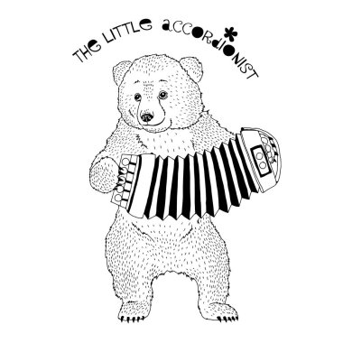 cute small bear playing accordion