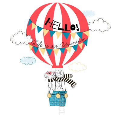 hava balonunda uçan tavşan