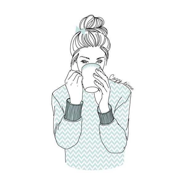 Illustration de mode de jeune fille hipster — Image vectorielle